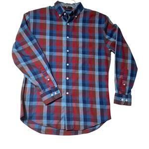 Pendleton Bridgeport Plaid Button Down Long Sleeve Shirt Mens Size M‎ Red Blue